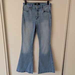 Hollister Womens 28 High Rise Flare Denim Jeans Classic Boho Shabbychic Preppy